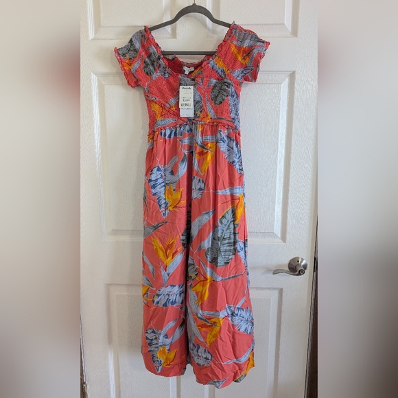 Pants - Colorful Floral Off-Shoulder Dress